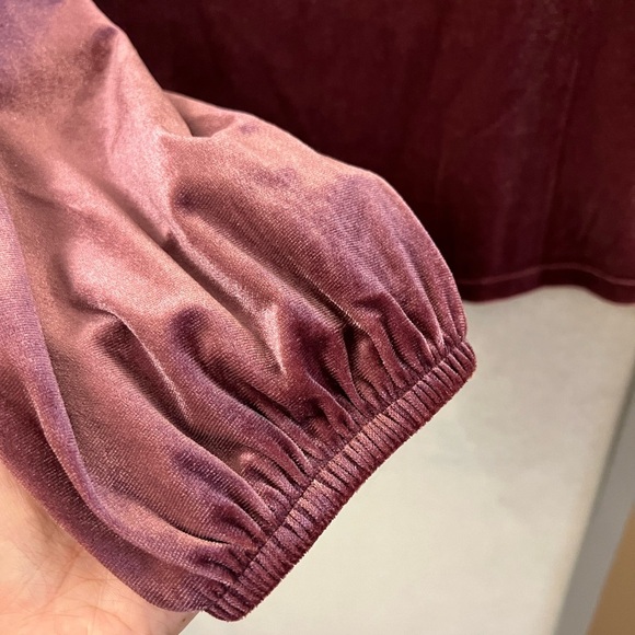 NWT GAP Factory Medium Velour Squareneck Top Burgundy Purple Stretch Vel… - Picture 7 of 13